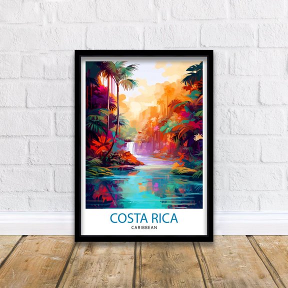 Costa Rica Caribbean Printtropical Rainforest Art Costa Rica Wall Art Caribbean Sea Pura Vida Illustration Exotic Wildlife Decor
