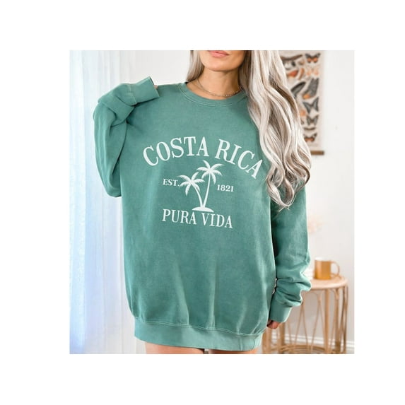 Costa Rica Comfort Colors Sweatshirt, Pura Vida Vacation Crewneck, Travel Souvenir Sweater Gift