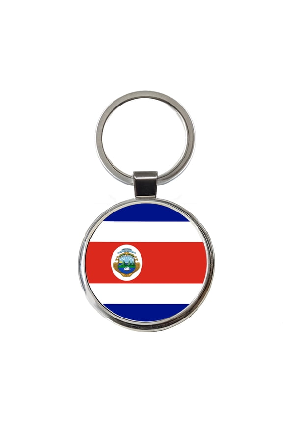 Costa Rica Country Flag Metal Round Keychain
