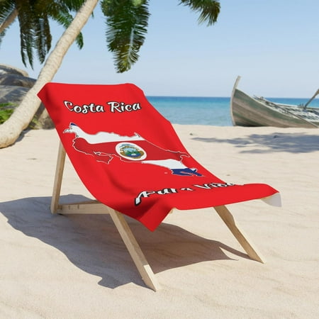 Costa Rica Country Flag Pura Vida Beach Towels Vertical Design in Red - 2 s Available