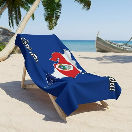 Costa Rica Country Flag Pura Vida Beach Towels in Dark Blue - 2 s Available