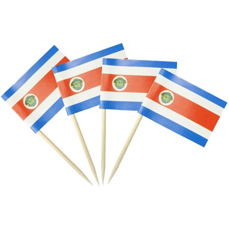 Costa Rica Flag Costa Rican Small Toothpick Flag Decor Mini Cupcake Toppers Cocktail Food Flags Decorations (100 packs)