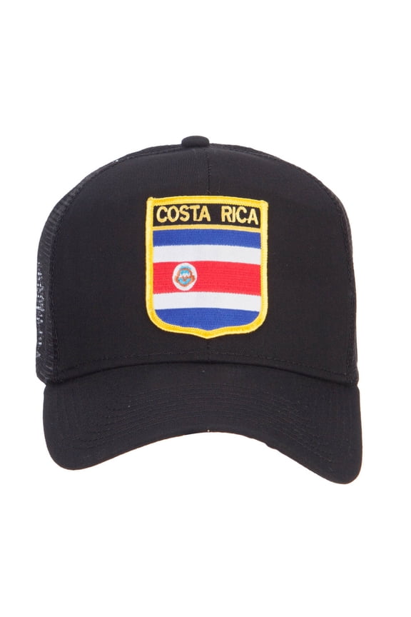 Costa Rica Flag Patched Mesh Cap - Black OSFM