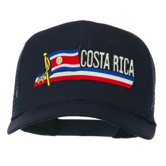 Costa Rica Flag Patched Mesh Cap - Navy OSFM