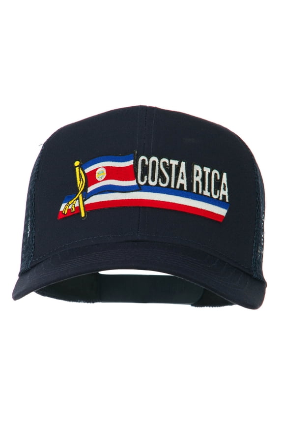 Costa Rica Flag Patched Mesh Cap - Navy OSFM