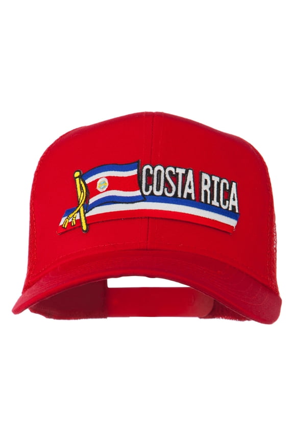 Costa Rica Flag Patched Mesh Cap - Red OSFM