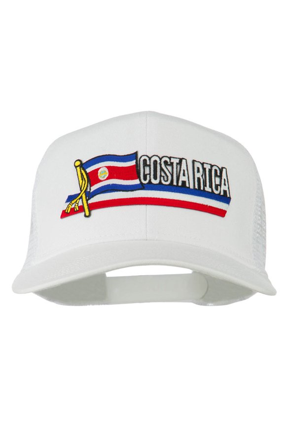 Costa Rica Flag Patched Mesh Cap - White OSFM