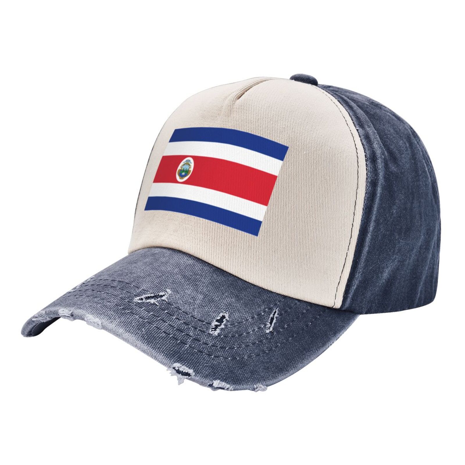 Costa Rica Flag Polyester Flag Baseball Cap Distressed  display picture 2