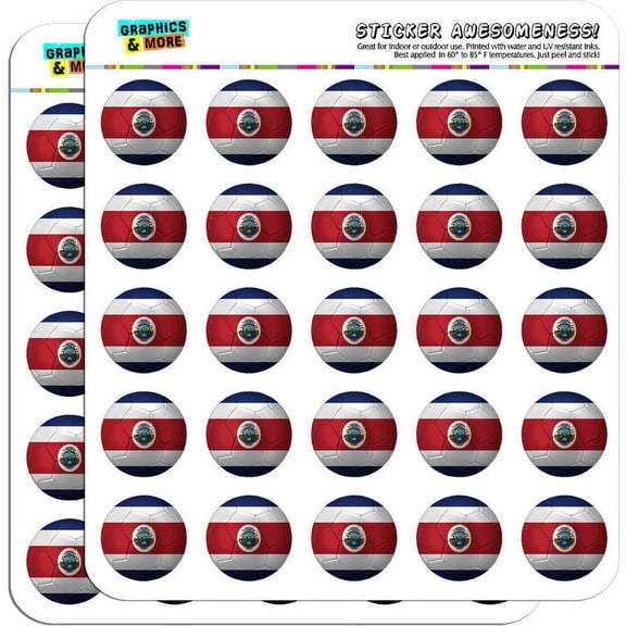 Costa Rica Flag Soccer Ball Futbol Football 50 1" Planner Calendar Scrapbooking Crafting Stickers