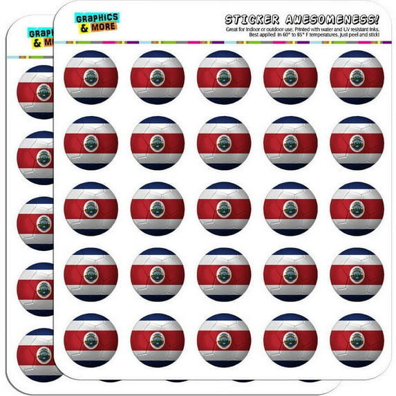 Costa Rica Flag Soccer Ball Futbol Football 50 1" Planner Calendar Scrapbooking Crafting Stickers