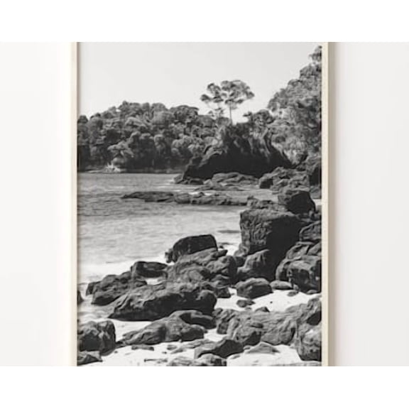 Costa Rica Landscape Poster Black And White Coastal Wall Art , Poster Print Only