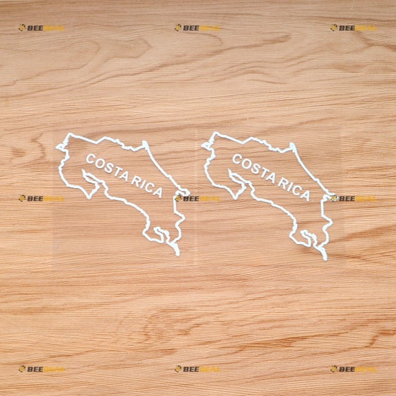 Costa Rica Map Sticker Decal Vinyl - 2 Pack White 4" - For Car Boat Laptop Cup No Background Die-cut