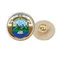 thumbnail image 1 of Costa Rica National Emblem Country Round Metal Golden Pin Brooch Clip, 1 of 3