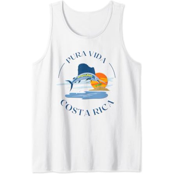Costa Rica Pura Vida Sport Fishing Souvenir Tank Top Size S-3XL