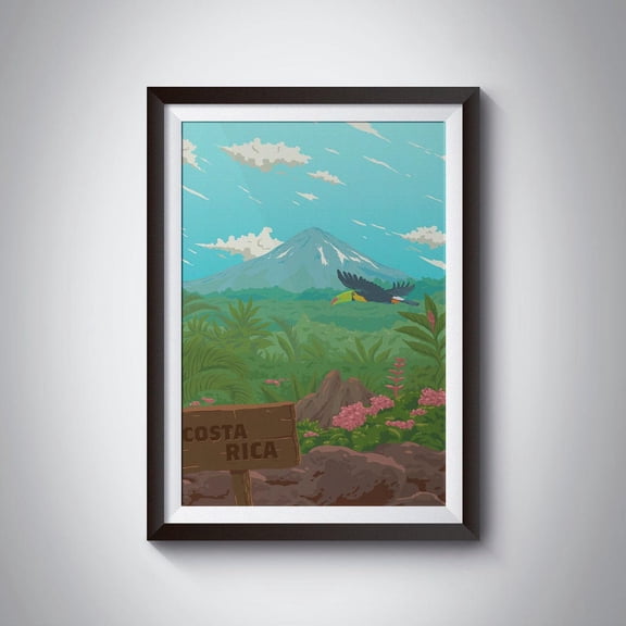 Costa Rica Rainforest Cloud Forest Arenal Volcano Artwork, Unframed Paper Poster 8x10in