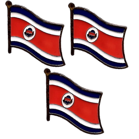 Costa Rica Single Flag Lapel Pins, pack of 3