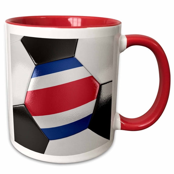 3drose, Costa Rica Soccer Ball, 11oz Two-tone Red Mug