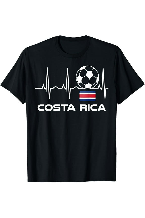 Costa Rica Soccer Jersey T-Shirt - Costa Rican Futbol Tee T-ShirtMen's and women's gift, black and white T-shirt, size: Extra large S-4XL