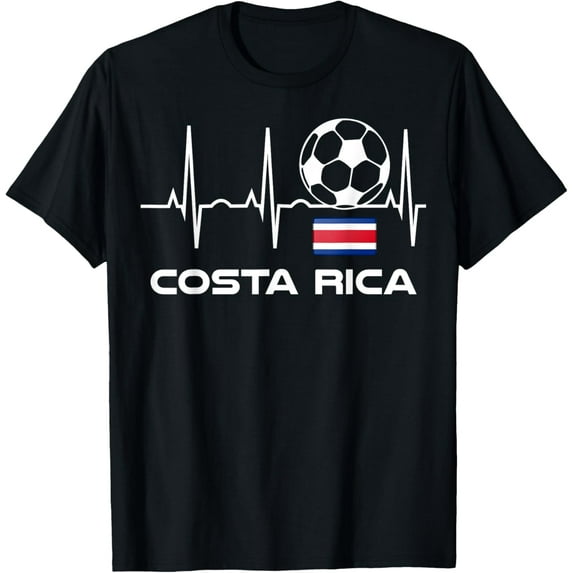 Costa Rica Soccer Jersey T-Shirt - Costa Rican Futbol Tee T-ShirtMen's and women's gift, black and white T-shirt, size: Extra large S-4XL