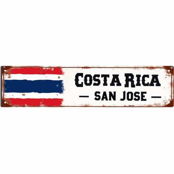Costa Rica Travel Tin Decor 16*4 Inches "COSTA RICA SAN JOSE" Restaurant/Home Wall Art - Retro Central American Accent, Costa Rican Decor, Travel Metal Sign