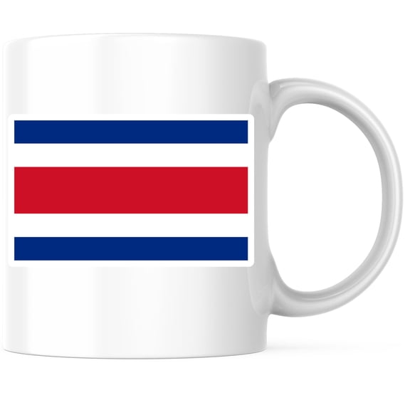 Costa Rica World Flag Coffee Mug - Pride - 11 Ounce Coffee Mug - Printed On Both Sides - Choose from Over 100 Countries - Microwave & Dishwasher Safe - White Handle & Interior - BMCM00851