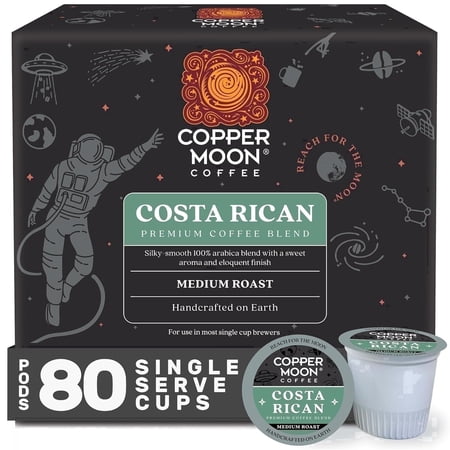 Copper Moon Single Serve Coffee Pods For Keurig K-Cup Brewers, Medium Roast, Costa Rican Blend, 80 Count