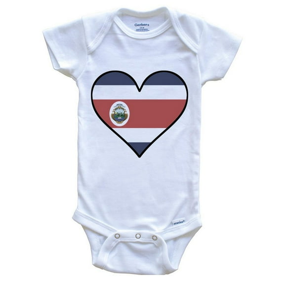 Costa Rican Flag Baby Bodysuit - Cute Costa Rican Flag Heart - Costa Rica Baby Bodysuit, 3-6 Months White