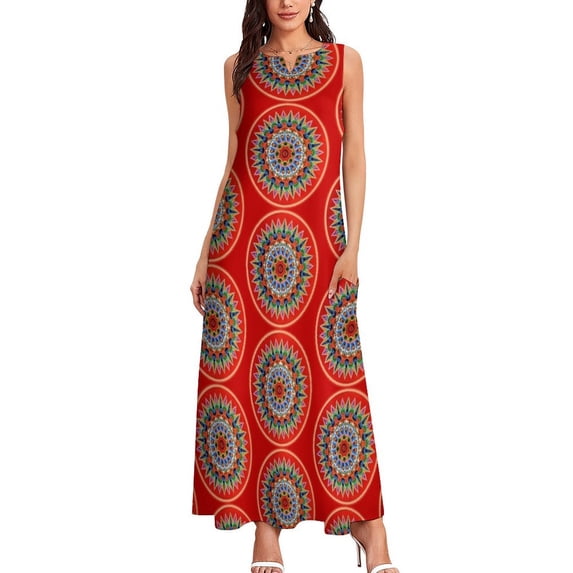 Costa Rican Oxcartwheel Painting Long Dress dresses with long sleeves summer dresses women
