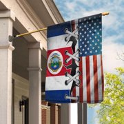 Costa Rican Parts Costa Rican American Half Proud Garden Flag, Double-Sided Decorative Outdoor Flag, Patriotic Polyester Yard Flag 12 x 18 in