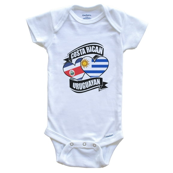Costa Rican Uruguayan Hearts Costa Rica Uruguay Flags Baby Bodysuit, 0-3 Months White