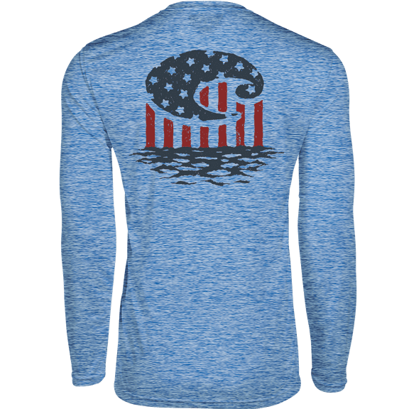 Costa Tech Freedom Costa Long Sleeve Royal Blue Heather, Small T-Shirt