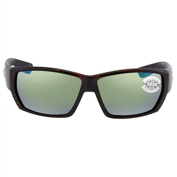 Costa Del Mar men's Tuna Alley 580G Polarized Rectangular Sunglasses, Tortoise/Copper Green Mirrored Polarized-580G, 62 mm