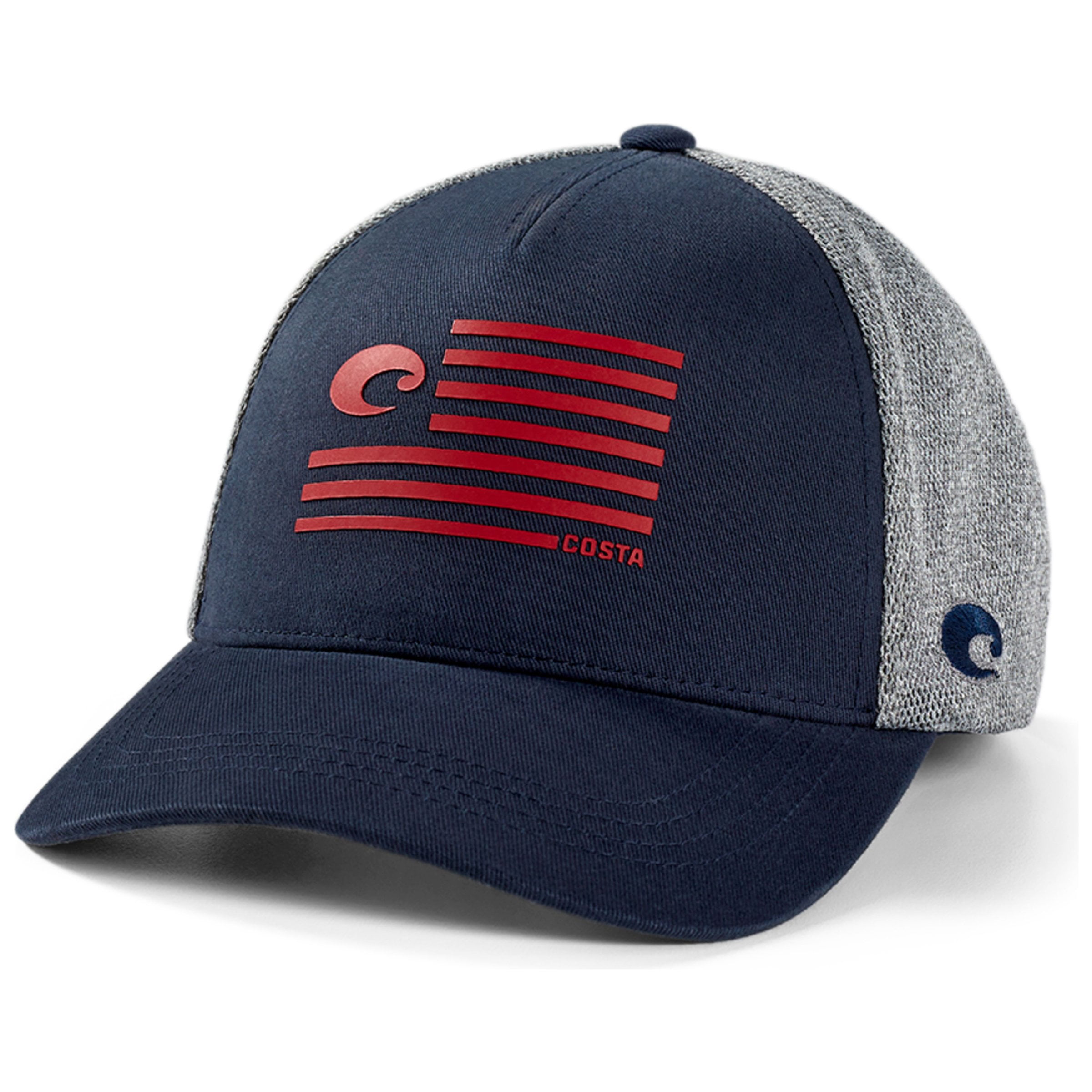 Costa Del Mar Twill Trucker Traditions Hat Blue/White HA 127CB Snap Ba