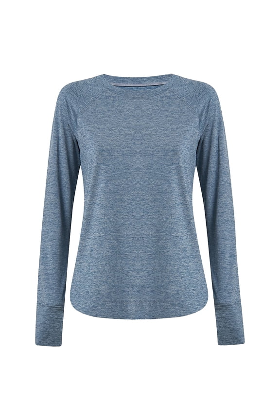 Venture Performance Women's Sleeve T-Shirt Navy Blue Heather, Small Long Sleeve Shirt