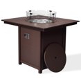 thumbnail image 1 of CostaElm 42'' Outdoor Fire Pit Table, 55,000 BTU Gas Propane Fire Pit Table with Tempered Wind Guards & Removable Cover Lid for Outside Patio, All-Weather HDPE Material, Dark Brown, 1 of 8