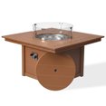 thumbnail image 1 of CostaElm 42'' Outdoor Fire Pit Table, 55,000 BTU Heat Output Gas Propane Fire Pit Table with Glass Wind Guards & Removable Cover Lid, Teak, 1 of 7
