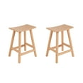 thumbnail image 1 of Costaelm 24" Poly Plastic Outdoor Patio Counter Stool (Set of 2), Teak, 1 of 7