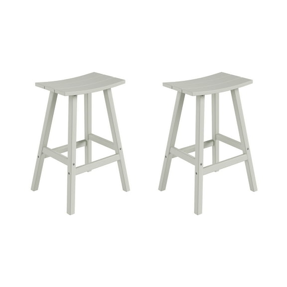 Costaelm 29" Poly Plastic Outdoor Patio Bar Stool (Set of 2), Sand