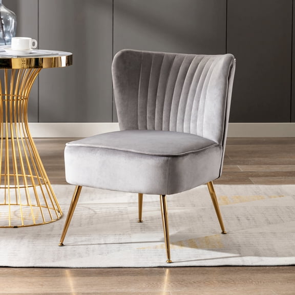 Costaelm Alaia 22" Wide Tufted Velvet Accent Chair, Gray