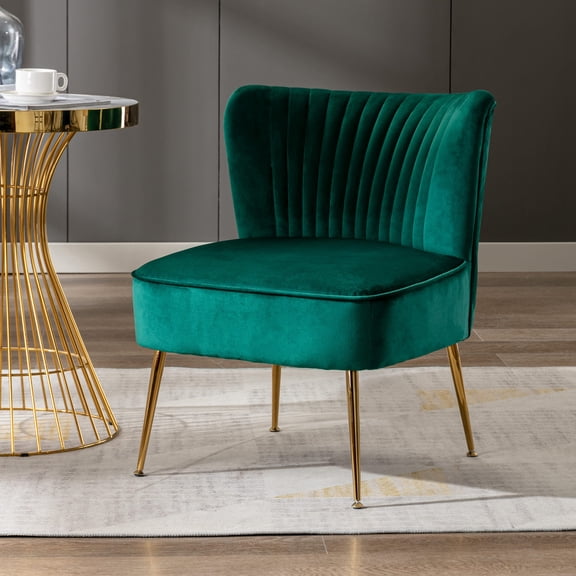 Costaelm Alaia 25" Wide Tufted Velvet Accent Chair, Green