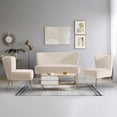 thumbnail image 1 of Costaelm Alaia Mid Century Modern Upholstered Tufted Velvet Loveseat Sofa and 22" Accent Chair 3-Piece Set, Tan, 1 of 3