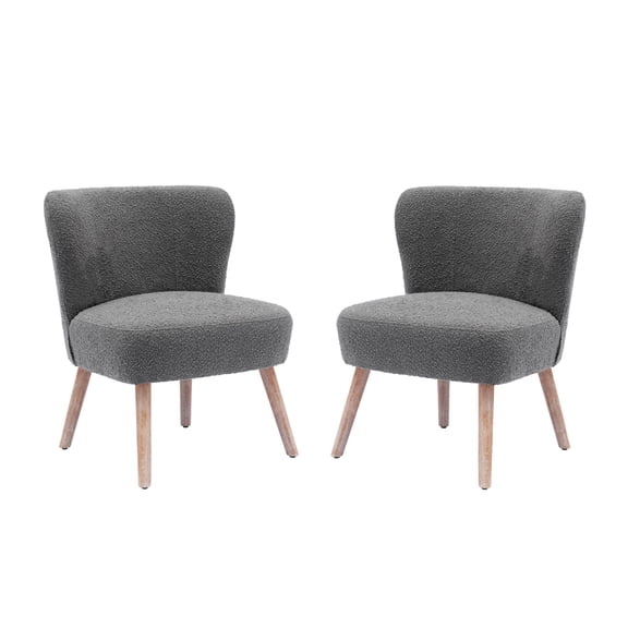 Costaelm Amélie 25" Wide Upholstered Boucle Fabric Accent Chair (Set of 2), Desert Sage