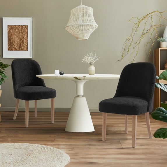 Costaelm Amelie Mid-Century Modern Boucle Dining Chair, Black