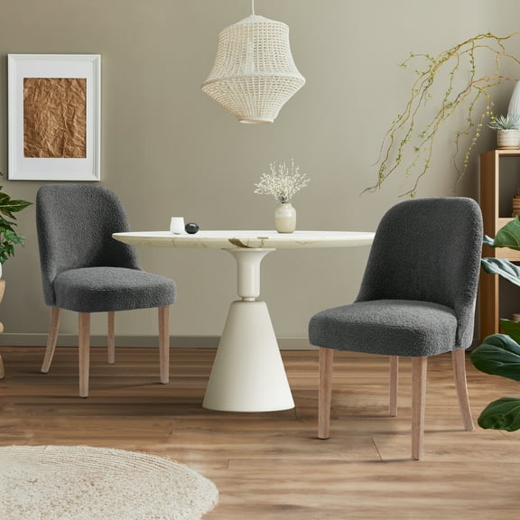 Costaelm Amelie Mid-Century Modern Boucle Dining Chair, Gray