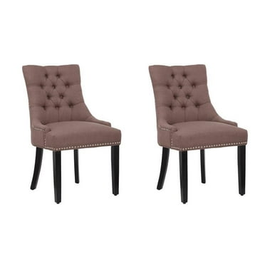 Costaelm Bellmount Fabric Wingback Tufted Dining Chair 2 Pc Set in Brown