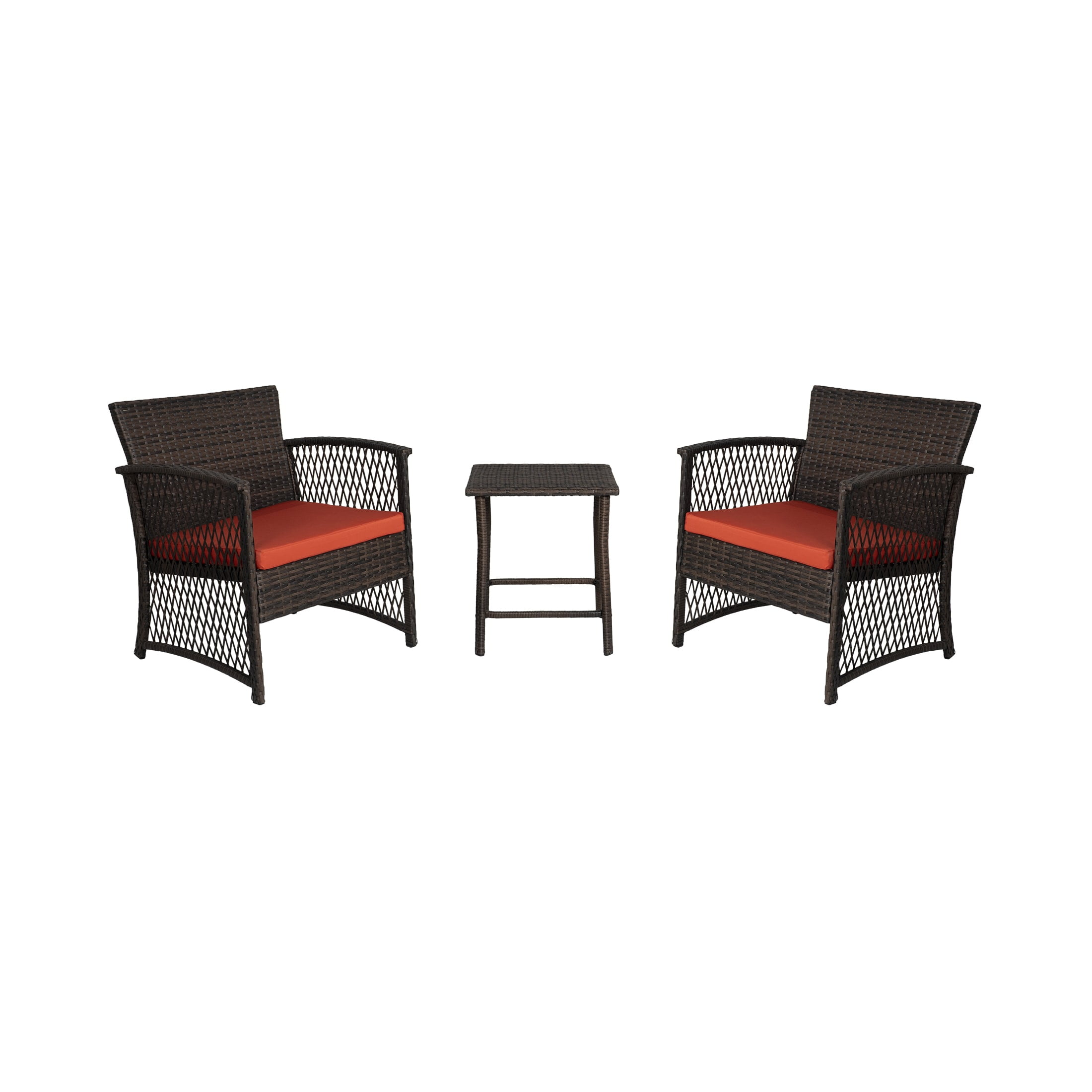 Costaelm Bistro Costa 3Piece Patio Conversation Set Coffee PE Rattan