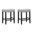 thumbnail image 1 of Costaelm Bulmon 24" Upholstered Counter Stools with Nail Head Trim (Set of 2), Black/Gray, 1 of 6