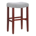 thumbnail image 1 of Costaelm Bulmon 29" Upholstered Bar Stool with Nail Head Trim, Cherry/Gray, 1 of 7
