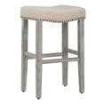 thumbnail image 1 of Costaelm Bulmon 29" Upholstered Bar Stool with Nail Head Trim, Gray/Beige, 1 of 8