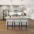 thumbnail image 1 of Costaelm Bulmon 29" Upholstered Cherry Bar Stools With Nail Head Trim (Set of 3), Beige, 1 of 3